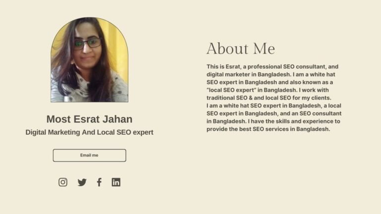 Local Seo Consultant | Why You Need an Seo Consultant for Your Local Business Digital marketing and Local SEO expert Esrat Jahan