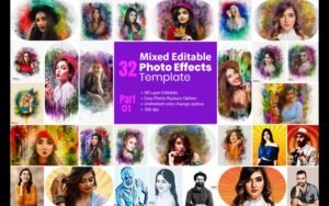 32 Editable Photo Effect Templates Lifetime Access