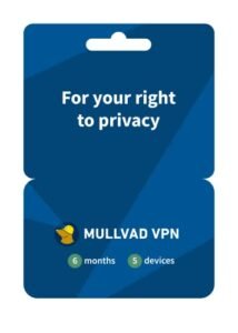 Mullvad Vpn | 5 Devices for 6 Months | Protect Your Privacy With Easy-To-Use Security Vpn Service